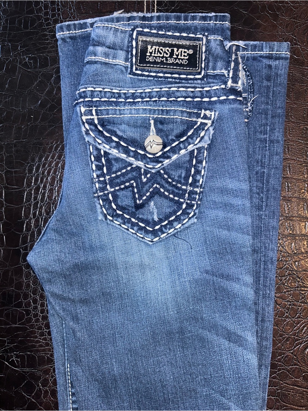 Miss Me Blue Boot Cut Jeans with Embroidered Pocket